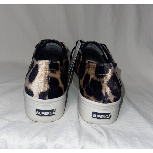 Superga Women's Velvet Leopard Print Lace Up Tennis Shoes - Size 8.5 - Picture 2 of 7